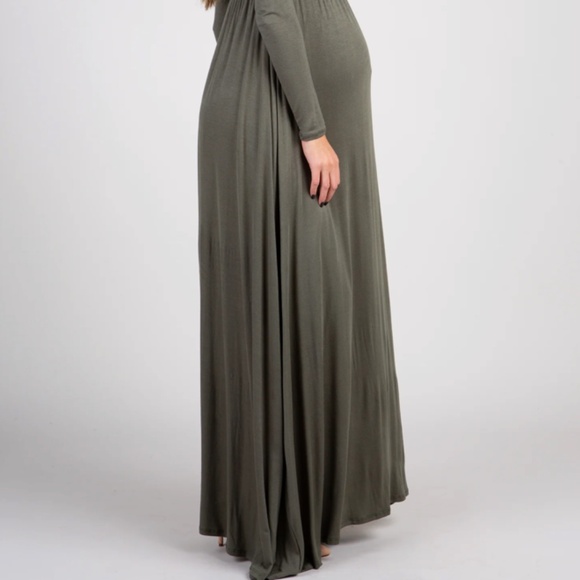 NEW Maternity Maxi Dress - PinkBlush - Off Shoulder - Olive - Picture 8 of 12